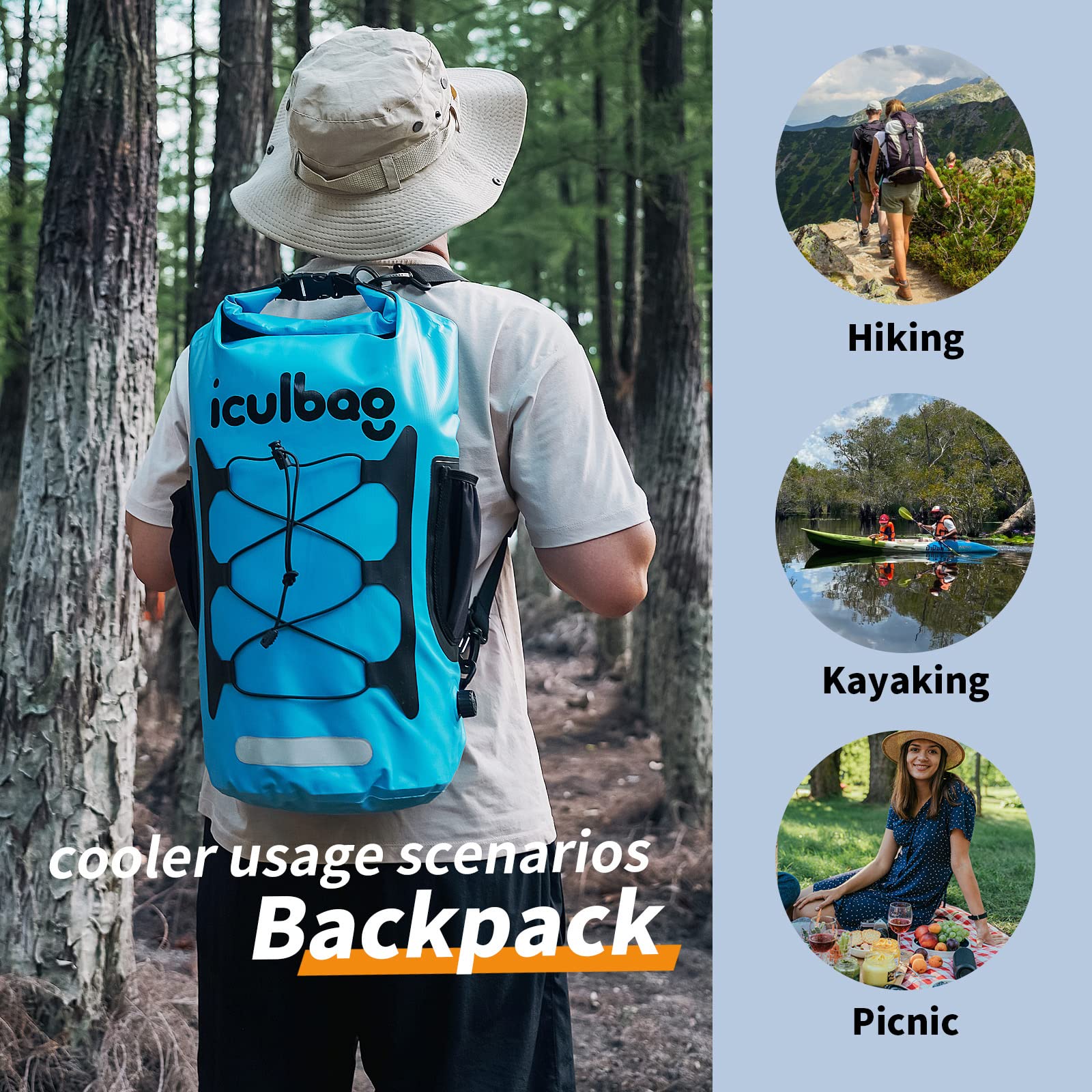 Mochila de 25 latas, bolsa de almuerzo más fresca para mujeres y hombres, mochila enfriadora impermeable con refrigeración de 12 horas para acampar, playa, bolsa enfriadora de viaje
