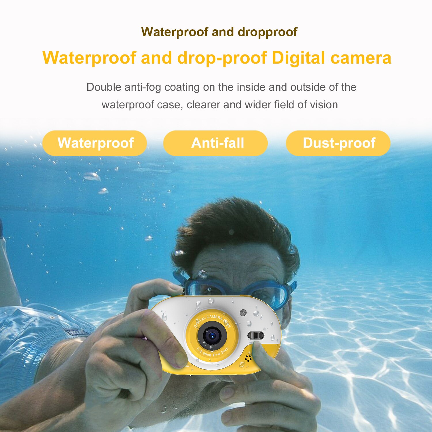 Cámara Digital de 8MP para niños impermeable con cámaras duales delanteras y traseras pantalla IPS HD de 2,4 pulgadas autodisparador de fotos con un clic