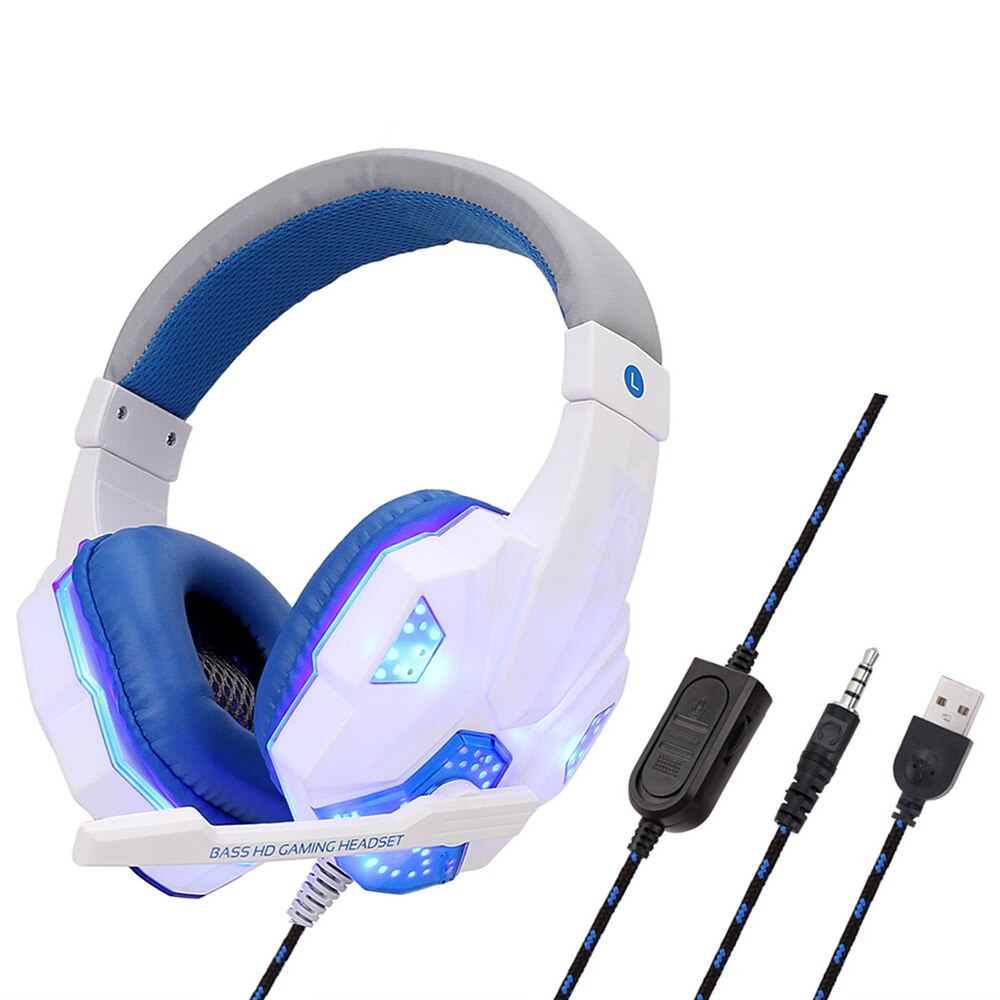2.2m Gaming Headset Stereo Surround Earphone Noise Cancelling With Light Mic Deep Bass Headphones For PS4 Laptop Gamer