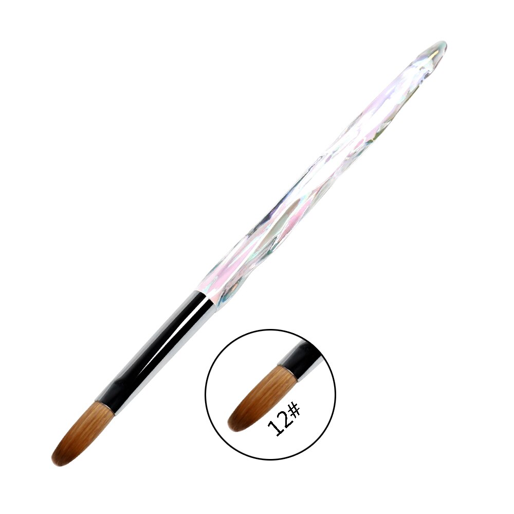 ANGNYA 12 #14 # Acryl Nagel Pinsel Gewellt Kolinsky Zobel Nagel Kunst UV Gel Baumeister Manikübetreffend Pinsel Flache Runde diamant Gradienten Griff: Größe 12