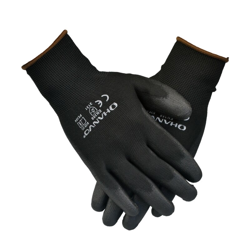 10 Pairs PU Nitrile Safety Coating Work Gloves Palm Coated Gloves Mechanic Working Gloves have CE Certificated EN388: PE304 / L