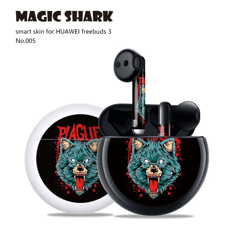 Magic Shark 2.5D pcv malowanie czaszka diabeł naklejki skóry pokrywa Film Case dla HUAWEI Freebuds 3
