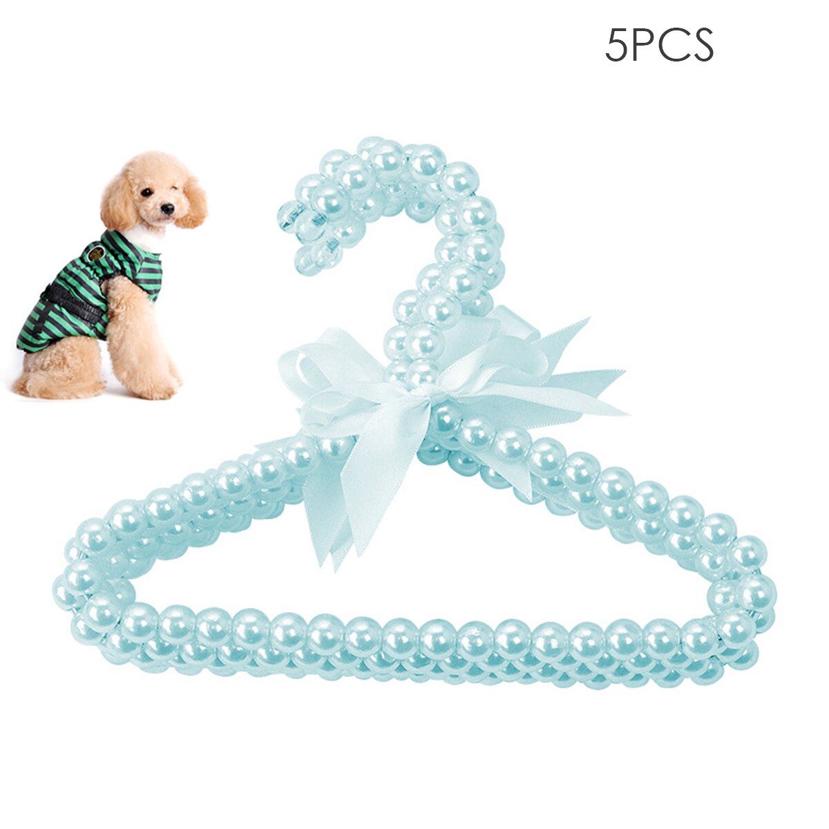 Perchas para mascotas ropa perlas cuentas perchero para bebé mascota perro gato, paquete de 5 utilizado para colgar ropa de bebé y ropa de mascotas: Blue