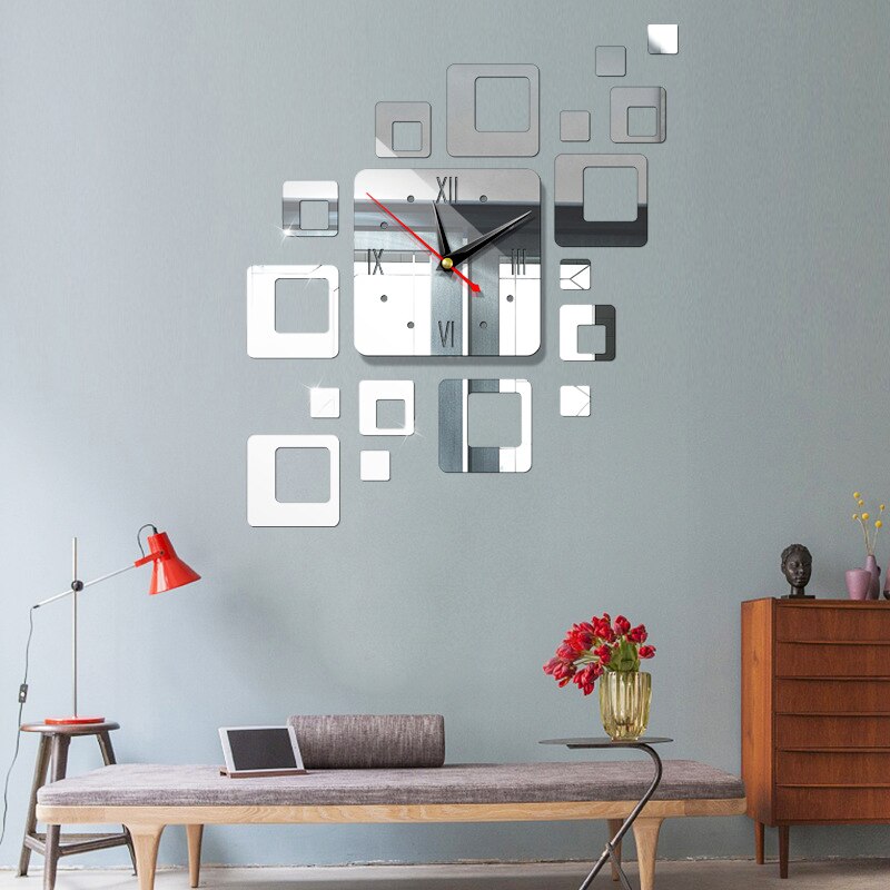 Modern style DIY 3d Large wall clock stickers Kitchen Clocks Acrylic Mirror Stickers Oversize Wall Clock Home Letter Home Decor