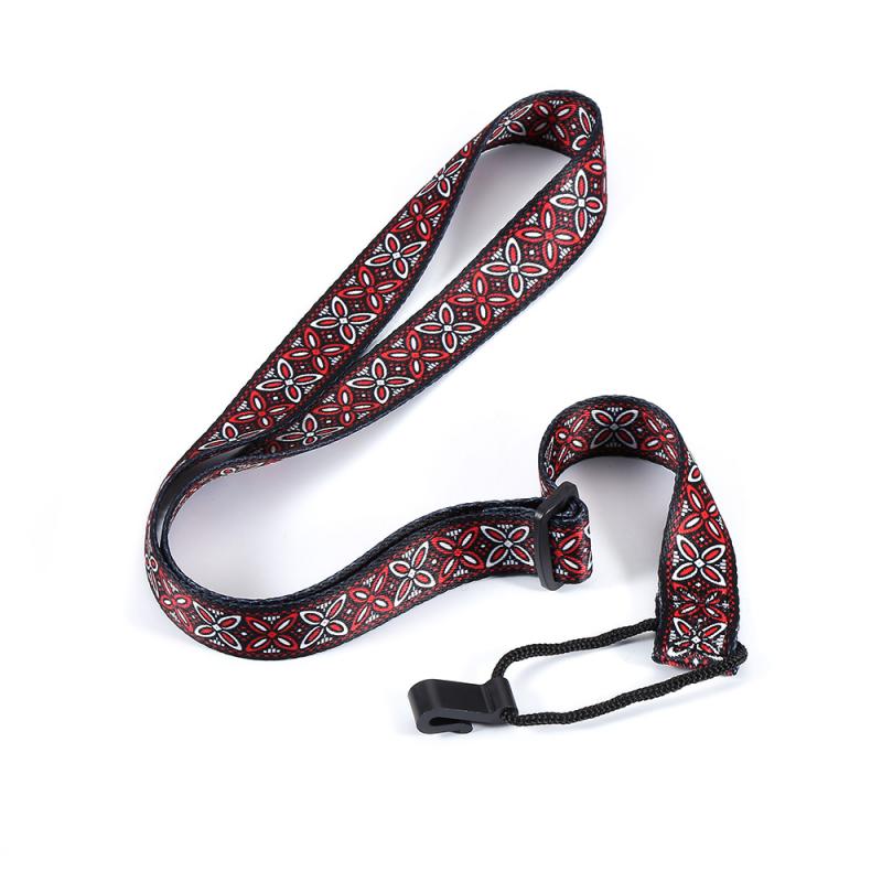 Ethnic Style Ukulele Guitar Halter Strap Durable Adjustable Printing Ribbon Clip-on Guitar Belt Sling Instrument Guitar Accessor