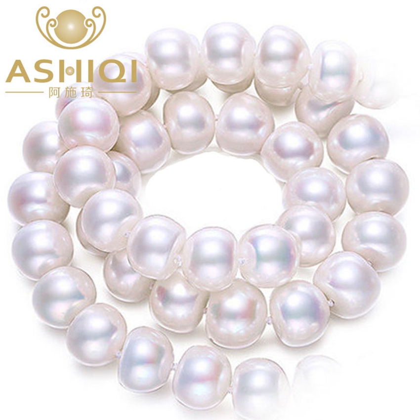 ASHIQI 100% Natürliche Weiß Süßwasser Perle Halsketten für frauen , Echt Perle schmuck