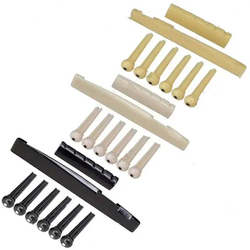 Tragbare 6-saitige Gitarre Bridge Pins Sattel Mutter Akustische Rinder Saitenhalter Kunststoff Gitarre Zubehör für Akustische Gitarre