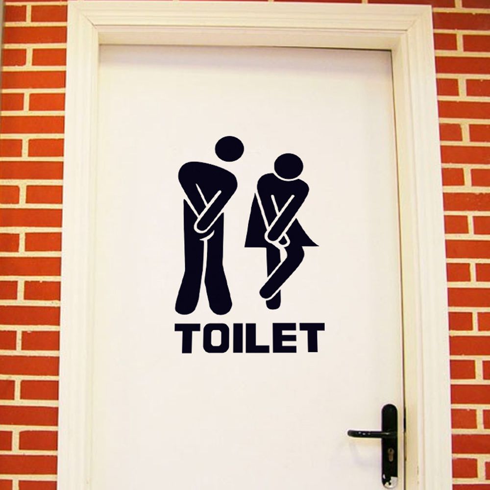 Noir toilette autocollant bricolage Tag entrée signe Art Paster reste salle de bain décalcomanie Stickers muraux décoration de la maison pour hôtel café boutique