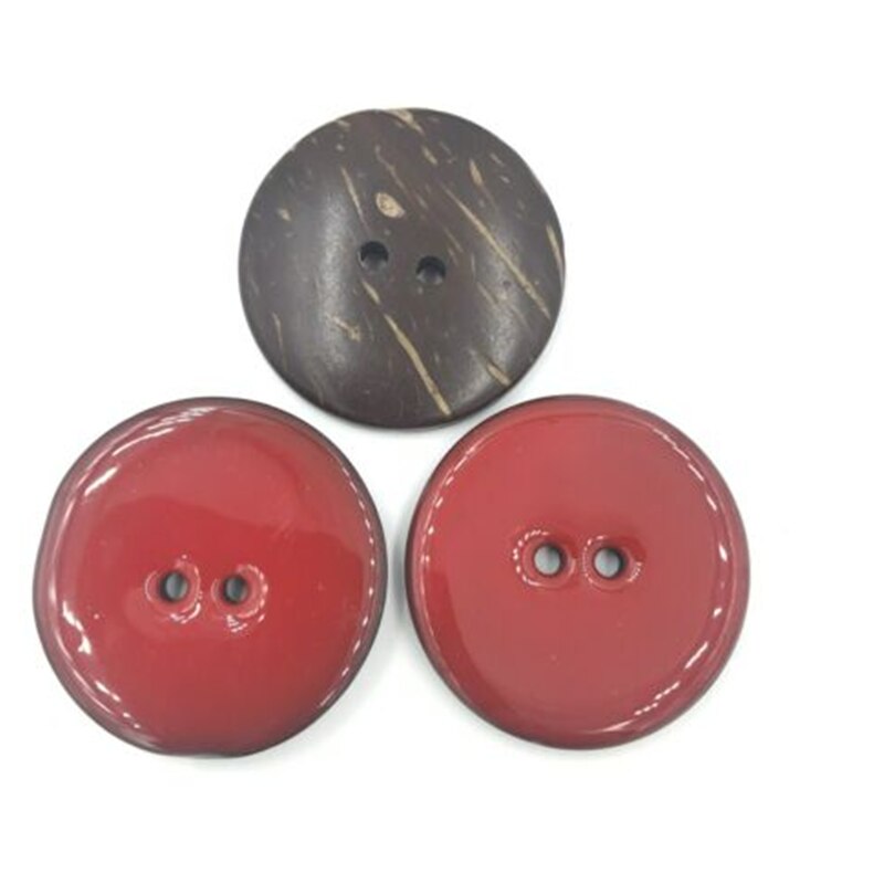 Bricolage 5 pièces coquille de noix de coco émail boutons outils de couture vêtements accessoires artisanat décoratif taille 40mm trou taille 4mm: Red -5pcs