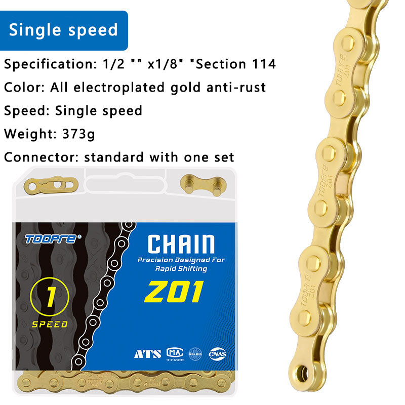 TOOPRE Catena per bicicletta 6 7 8 9 10 11 12 velocità MTB Bici da strada in acciaio al carbonio a velocità variabile catena dorata placcatura completa antiruggine 116L