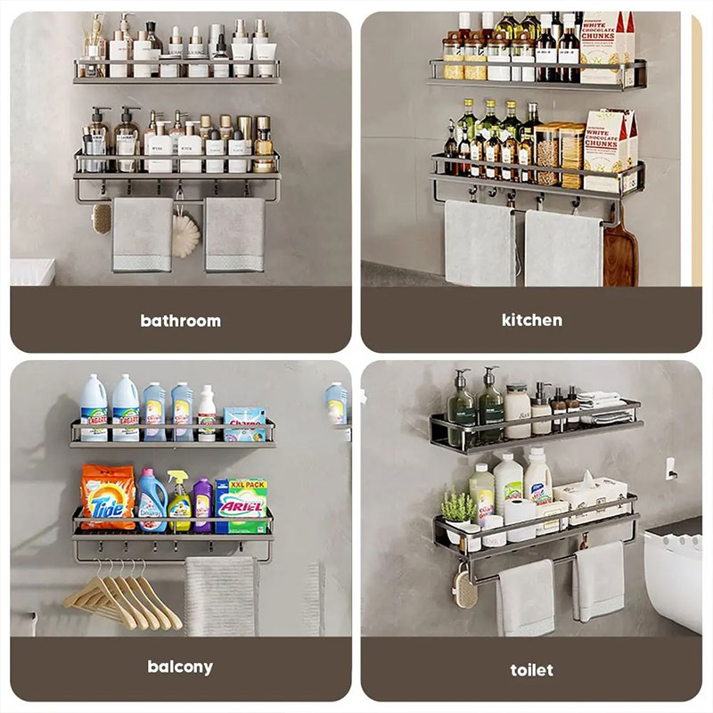 30/40/50CM Punch-Gratis Badkamer Plank Shampoo Rek Aluminium Douche Organizer Zonder Boren Wc plank Badkamer Accessoires