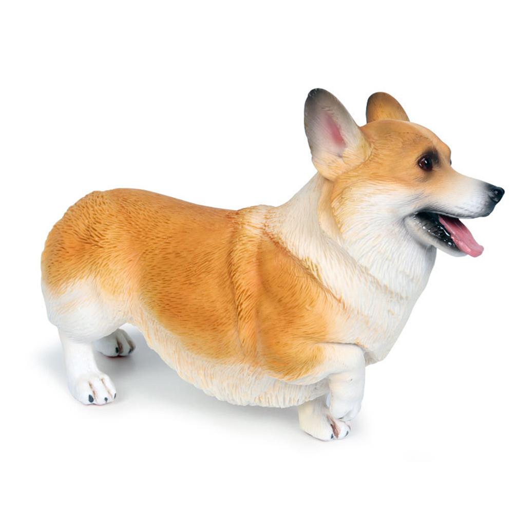 Levensechte Corgi Hond Diermodel Pvc Effen Beeldje Desktop Ornament Kids Speelgoed