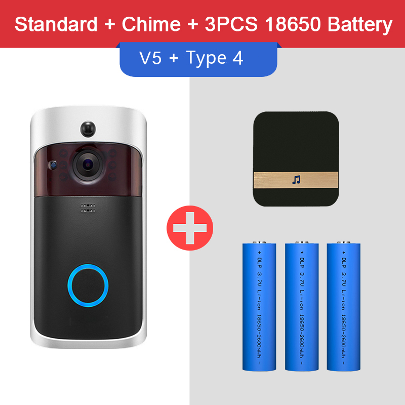 Video-Türklingelkamera, HD-WLAN-Türklingel, kabelloser Bewegungsmelder, Audio und Lautsprecher, Nachtsicht für iOS und Android: Blau / UK Stecker