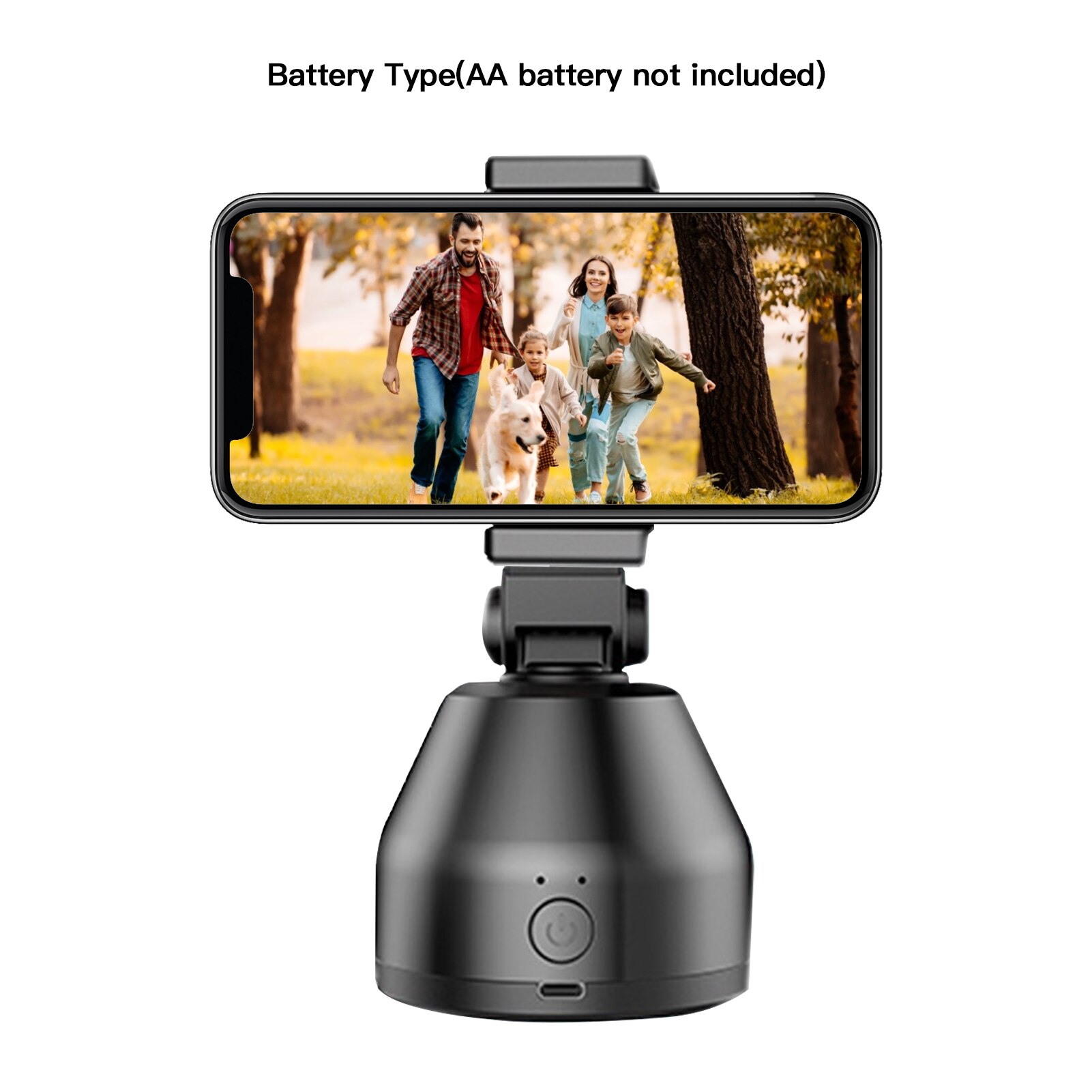 Auto Smart Shooting Selfie Stick 360° Object Tracking Holder All-in-one Rotation Face Tracking Camera Smartphone Holder: Black-Battery type