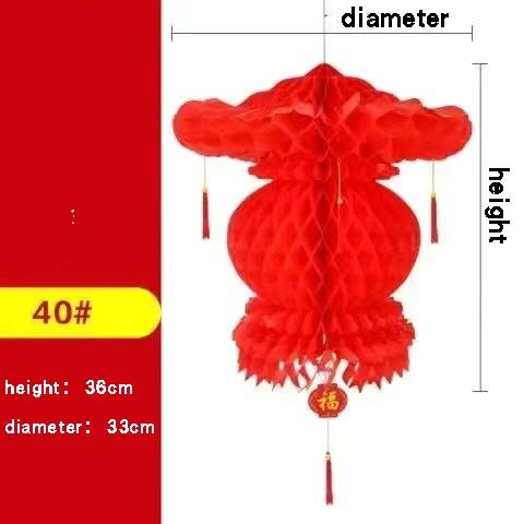 Chinese Year Decoration Party Outdoor Lantern Wedding Waterproof Red Plastic Paper Lanterns Traditional Festival Home Decor: 4pcs-40-1