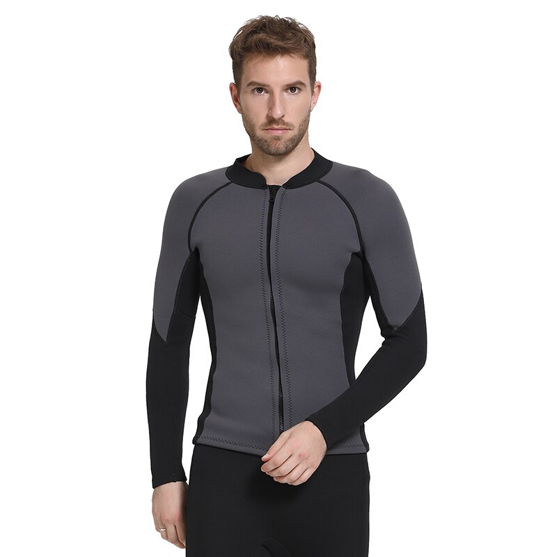 Los hombres de neopreno de 3mm Zip chaqueta manga larga delantera DE BUCEO DE Surf trajes de baño