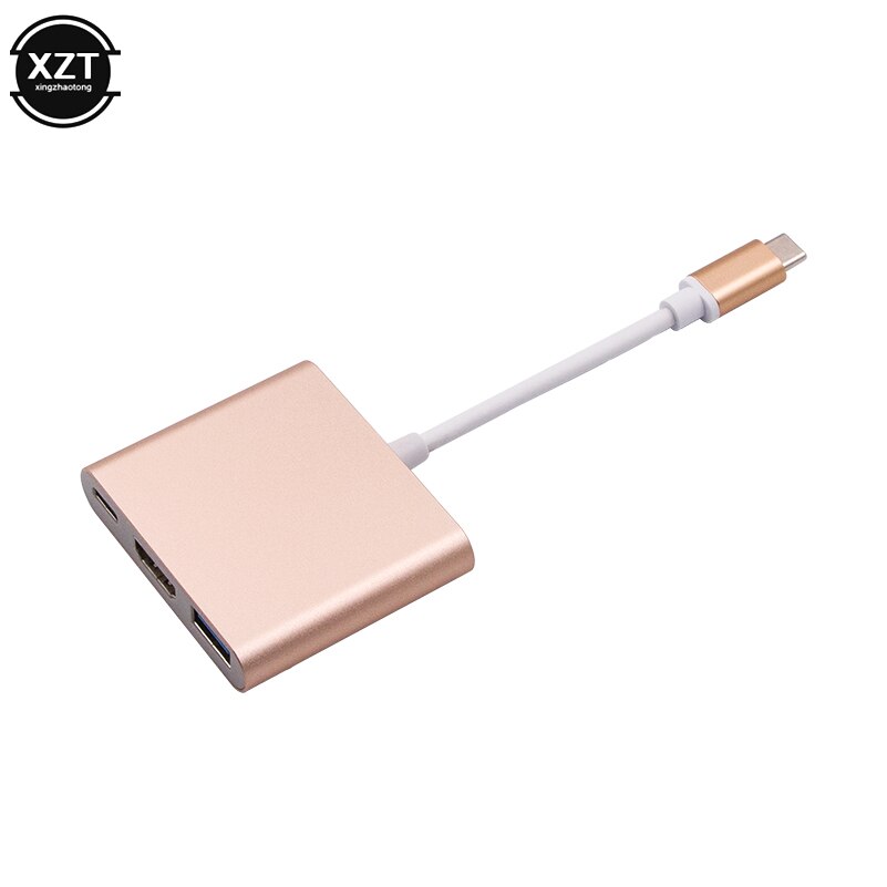 Usb c hub til hdmi-kompatibel adapter til macbook pro/air thunderbolt 3 usb type c hub 4k usb 3.0 port usb-c strøm: Sølv