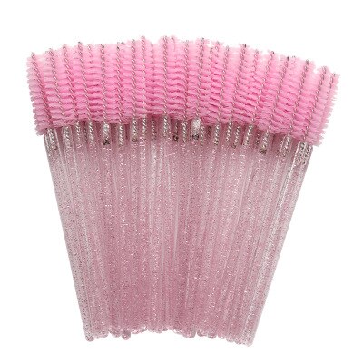 50 Stks/pak Crystal Wimper Make-Up Kwasten Nylon Handvat Mascara Wands Wegwerp Wimper Wenkbrauw Extensions Tools Goede Set: 07