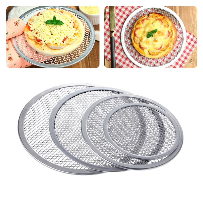 Rejilla de aluminio para parrilla de Pizza, bandeja de horno redonda, herramientas de cocina, Kit de hornos