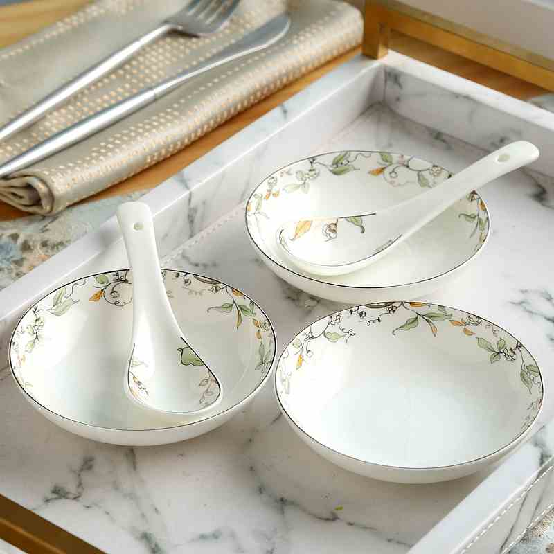 Juego de platos pequeños de porcelana de hueso fino, pintura de hojas y tiras doradas, inmersión de condimentos y plato de clip, bote de sushi de cerámica, 4 pulgadas, 3 uds.