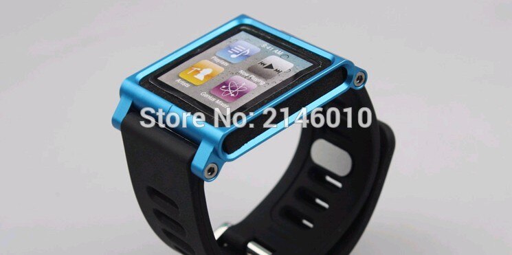 Bracelet de montre multi-touch Kit Bracelet de poignet pour iPod Nano 6 6th 6g boîtier en aluminium en métal: Blue