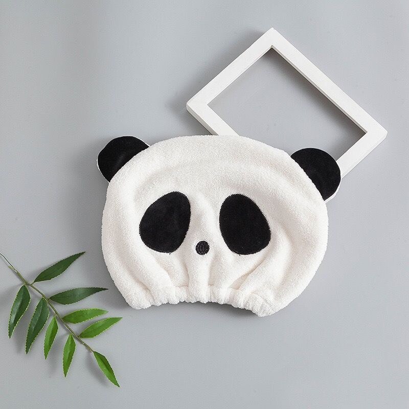 Cutie Panda Dry Hair Cap Microfiber Hair Turban Water-absorbing Thickened Hair Quick-drying Shower Caps for Women Kids: B