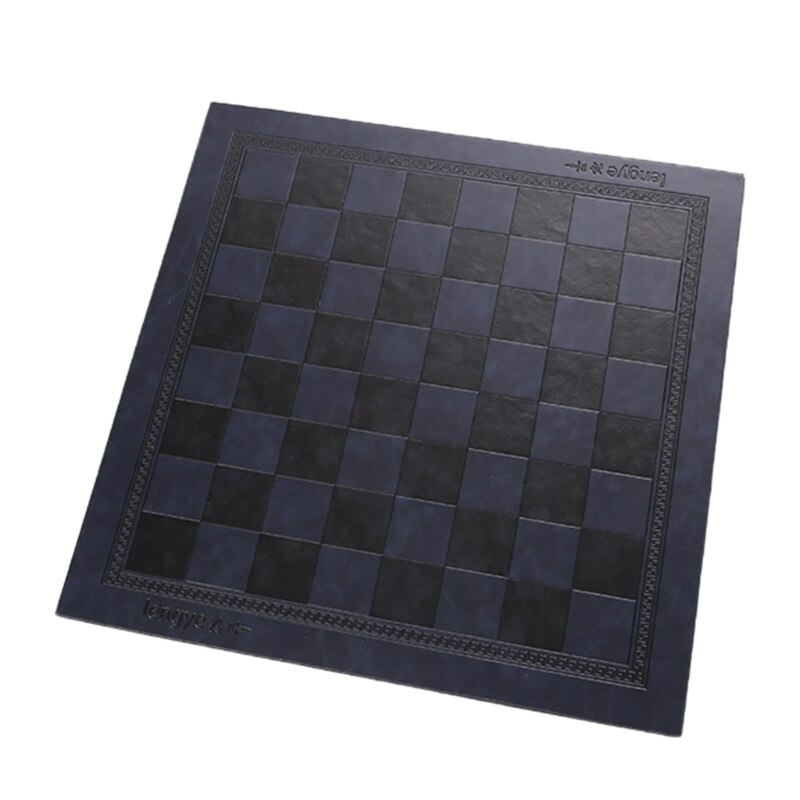 Embossed Leather International Chess Board Games Mat Checkers Universal Chessboard Birthday: Brown