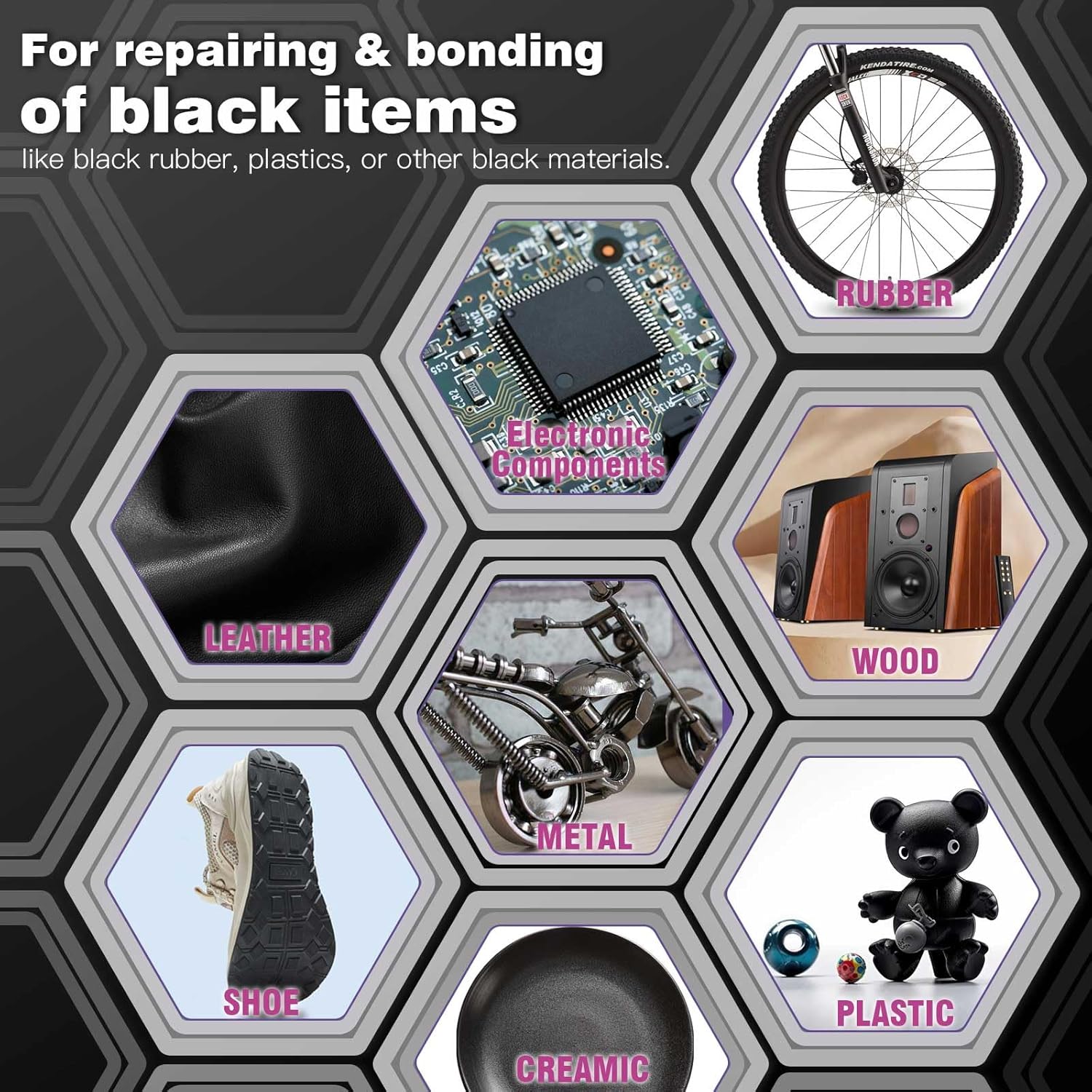 black rubber glue, high strength, waterproof and simple to operate, is used for rubber, soles, auto parts and various tires.