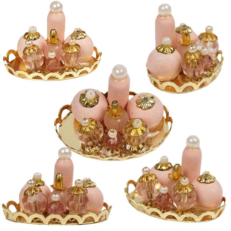 1:12 Accessori Casa Delle Bambole di Simulazione Rosa Profumo Vassoio Giocattolo Modello per il FAI DA TE Casa di Bambola Camera Da Letto Bagno Decorazione Accessori