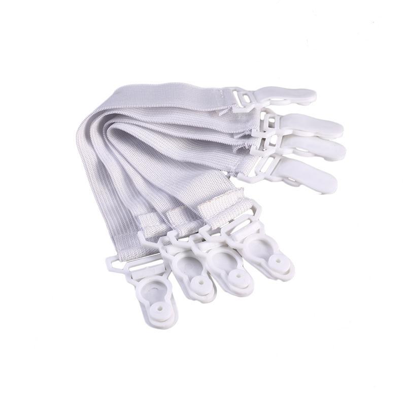 OUNONA 4pcs Garter Style Elastic Bed Sheet Grippers Garter Fastener Straps with Rubber Button Hook & Clasp