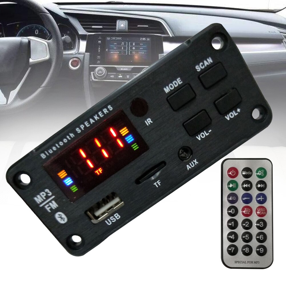 Bil elektronisk musikafspiller tilbehør bærbar bluetooth-højttaler fm-radio   bt 5.0 køretøjsmodul  mp3 dekoderkort