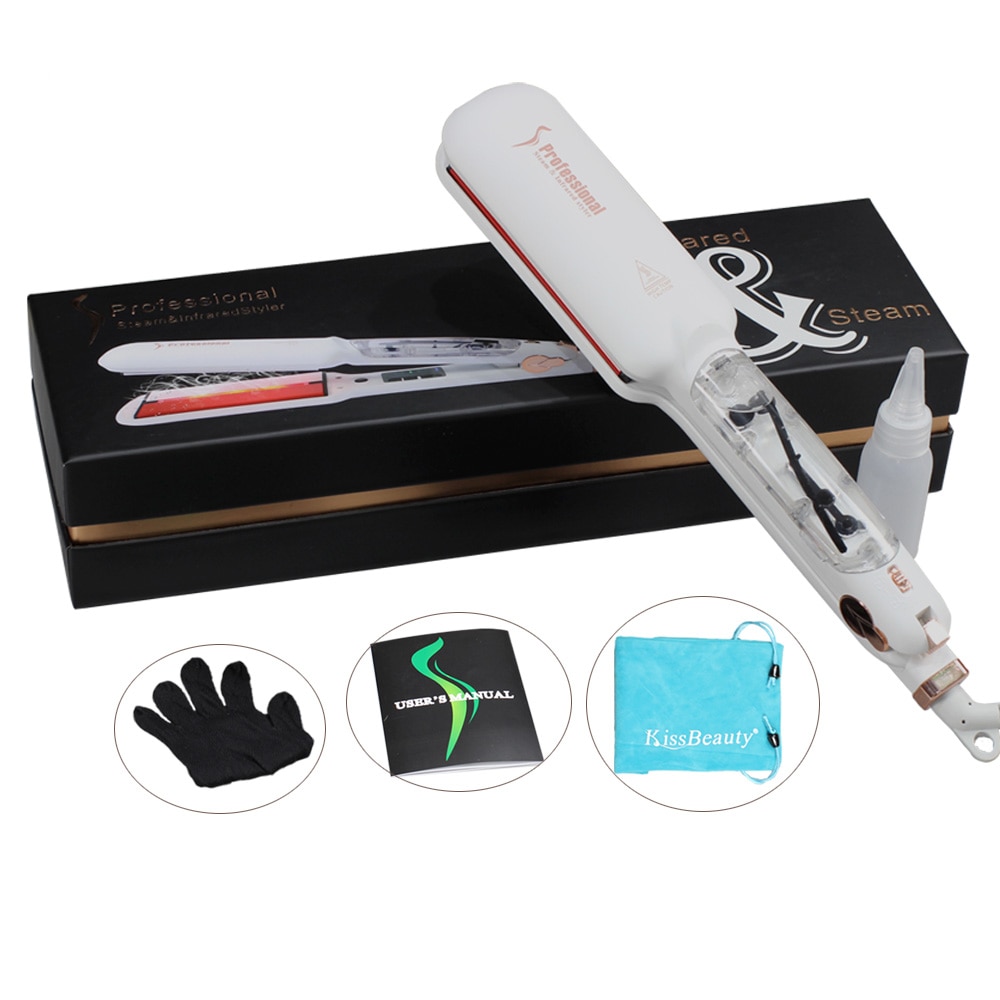 Infrared Steam Straighteners for Hair Infrared Hair Iron with 2 Inch Wide Ceramic Tourmaline Plates Hair Iron
