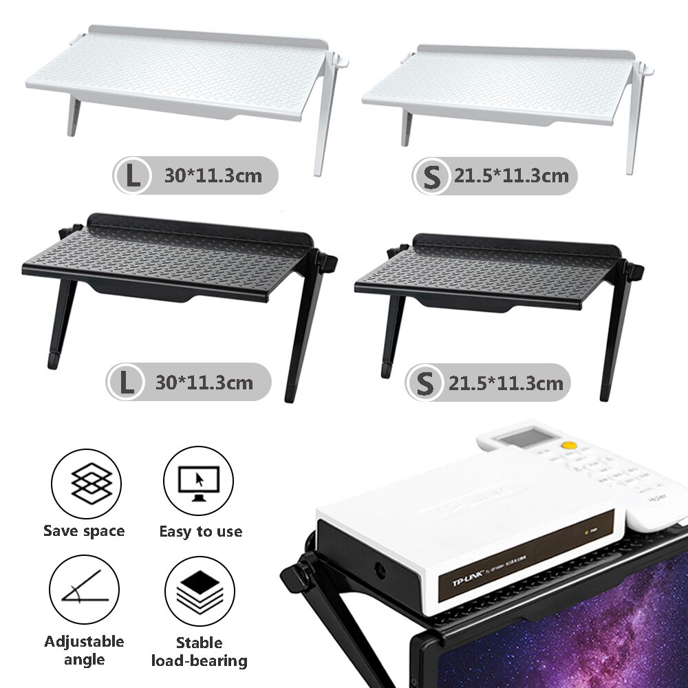 Adjustable TV Screen Top Shelf Rack Holder Computer Monitor Desktop Screen Top Shelf TV Buddy Organizer Home Office Storage Rack