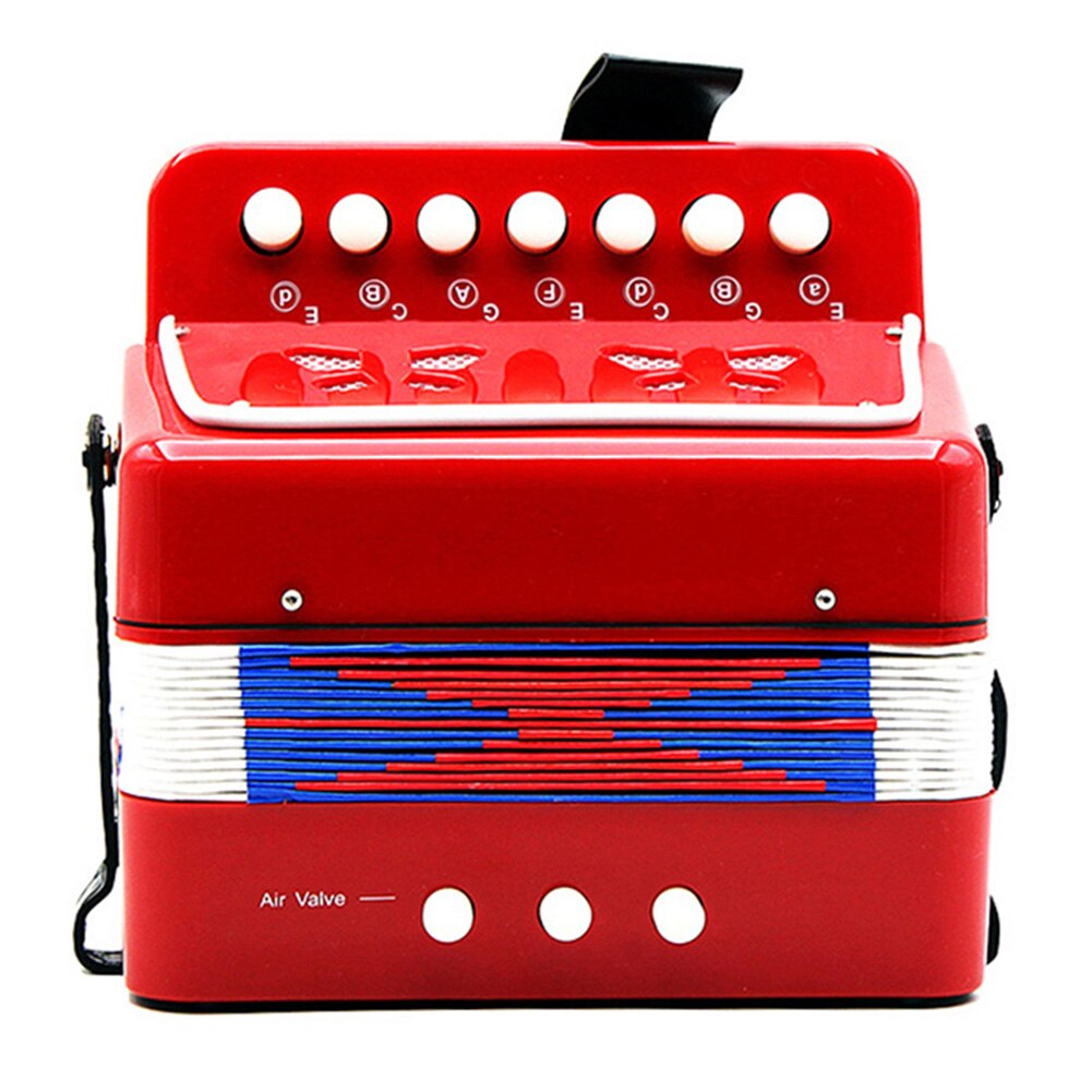 Mini legetøj harmonika 7 taster 3 knapper tastatur læring praksis musikinstrument til småbørn drenge piger: Rød