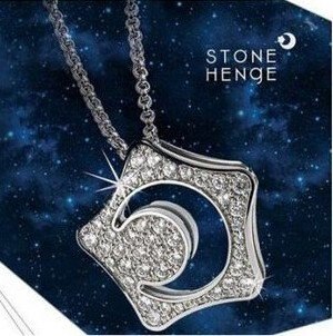 Aaaa + Steentjes Ster Maan Kristal Ketting Trui Keten Mode Sieraden Gratis Trendy Vrouwen Meisje Tv