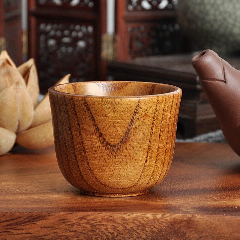 Japanese Style Natural Wooden Cup Reusable Environmental Protection Tea Coffee Milk Wine Cup Heat Insulation Water Cup