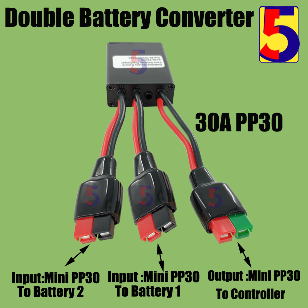Convertidor de descarga de batería Dual para bicicleta eléctrica, tres convertidores de batería 20A/30A/40A/80A/120A, equilibrador de interruptor de batería Dual de 24V-72V: Verde militar