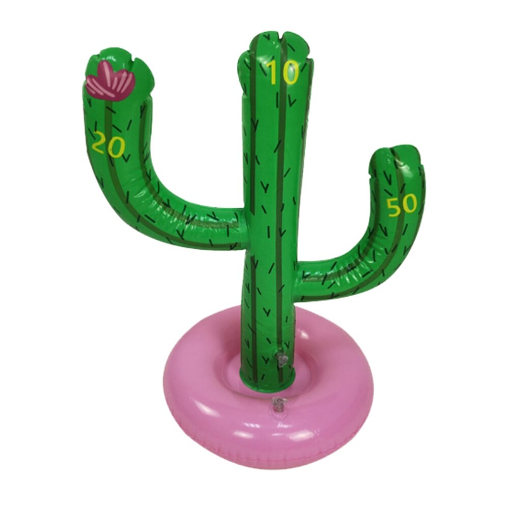 1 Set Van Pvc Opblaasbare Cactus Vormige Beach Party Speelgoed Kids Ring Toss Speelgoed (1Pc Cactus + 3pcs Ring)