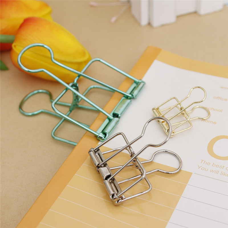 Novelty Solid Color Hollow Out Metal Binder Clips Notes Letter Paper Clips Office Supplies clips para papel
