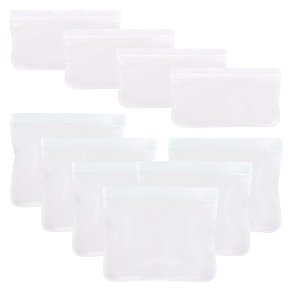 10pcs Thicken PEVA Food Storage Reusable Silicone Fresh Bags Moistureproof Refrigerator Sealed Bag Ziplock Kitchen Organizer: F