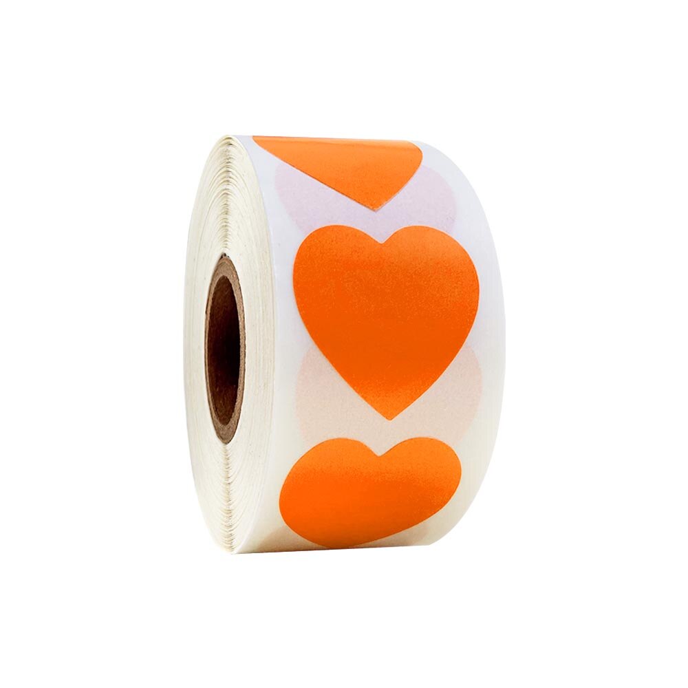 500pcs Chroma Label Color-Code heart Labels stickers Black white green blue orange red brown yellow gold stationery stickers: Orange
