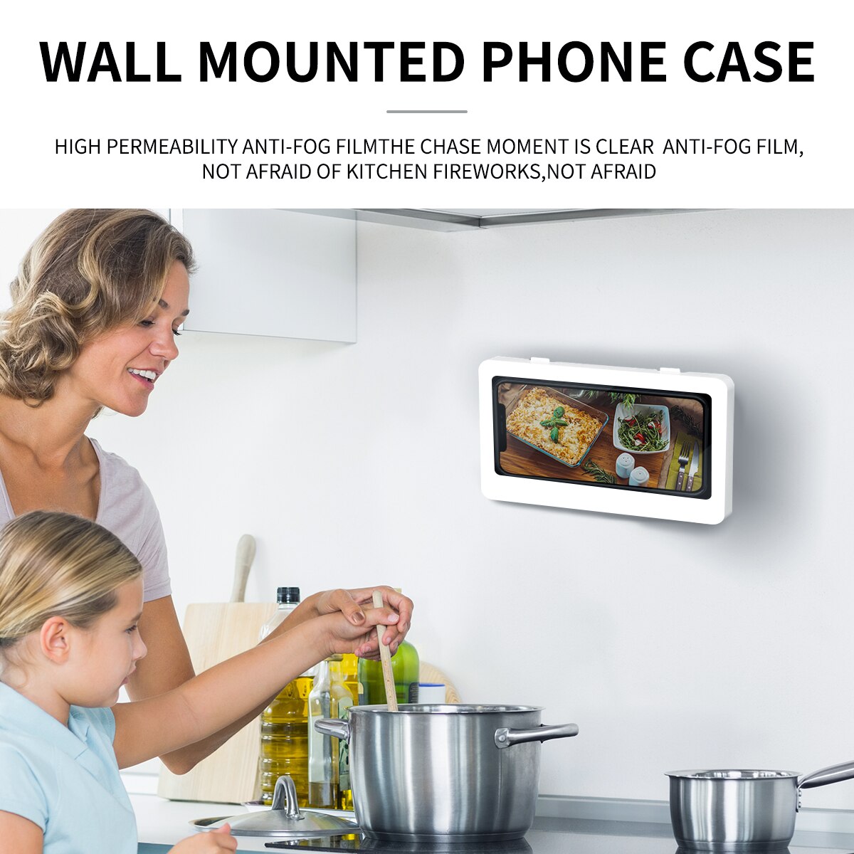 Phone Holder Bathroom Waterproof Home Wall iPhone Case Stand Box Self-adhesive Touch Screen Phone Shell Shower Sealing Storage