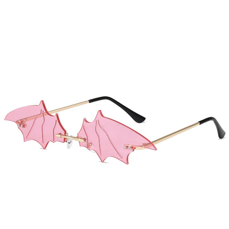 Zuee luksus sommerfugle solbriller kvinder kantløse bølge solbriller metal skærme til vintage kvinder spejl briller  uv400: Flagermus pink