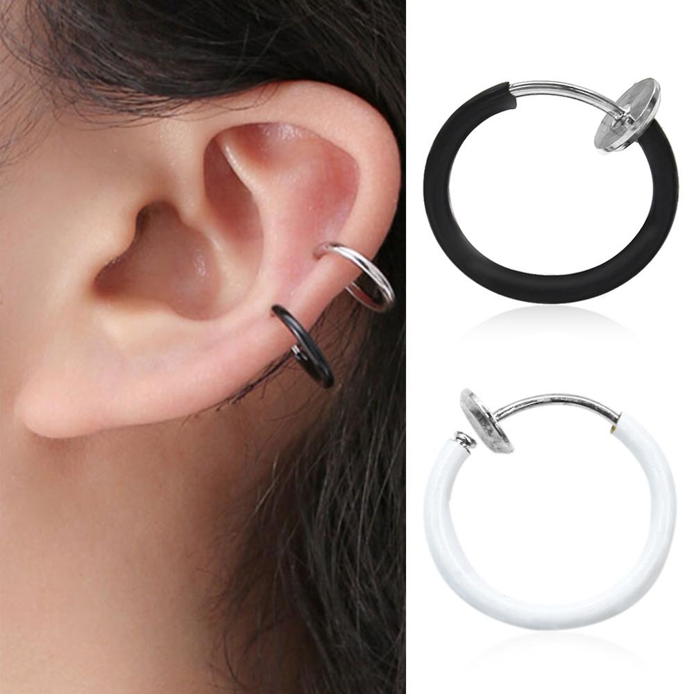 1PC Punk Felsen Ohr Clip Manschette wickeln Ohrringe Auf Gefälschte durchbohren Nase Lippe Band Ringe Für Frauen Männer unisex Punk Clip Ohr schick Schmuck