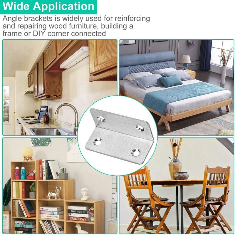 30Pcs Stainless Steel Angle Brackets, 90 Degree Inner Angle Brackets, L-Shaped Bracket Connection Fasteners