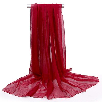 150*90cm solide hvite kvinner vanlig boble chiffon skjerf hijab wrap printe solide sjal strand utendørs store silke skjerf sjal kvinne: 09