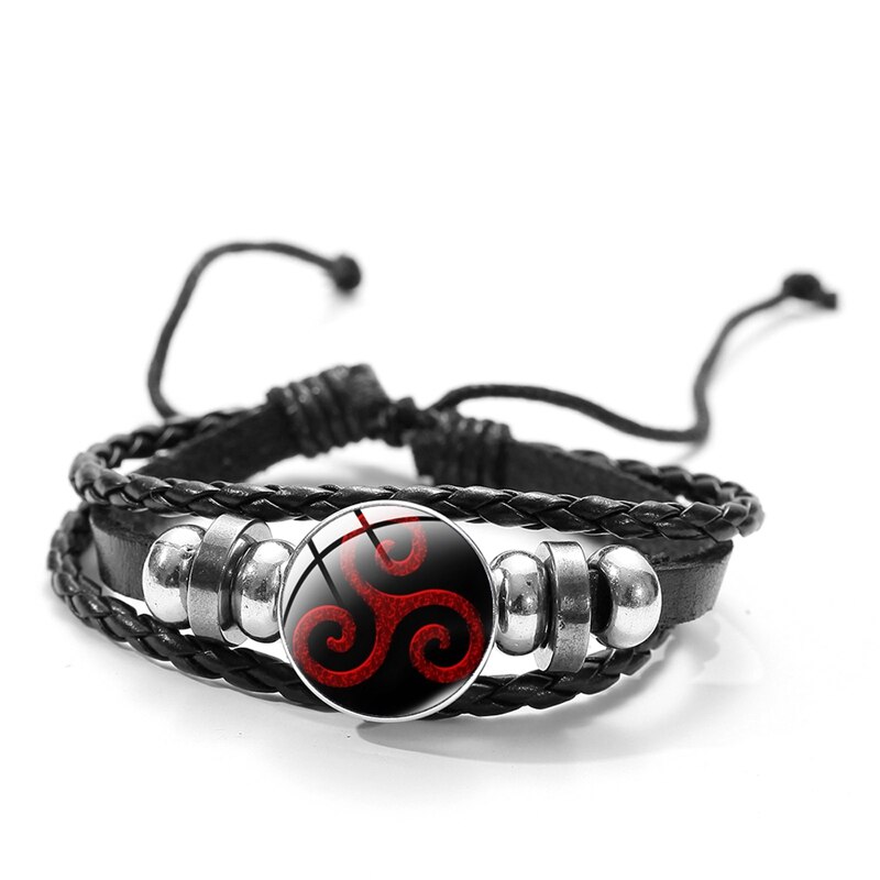 Nowa moda Teen Wolf Triskele bransoletka Steampunk Triskelion Allison Argent szklana kopuła ręcznie skórzane bransoletki bransoletki: Style 2