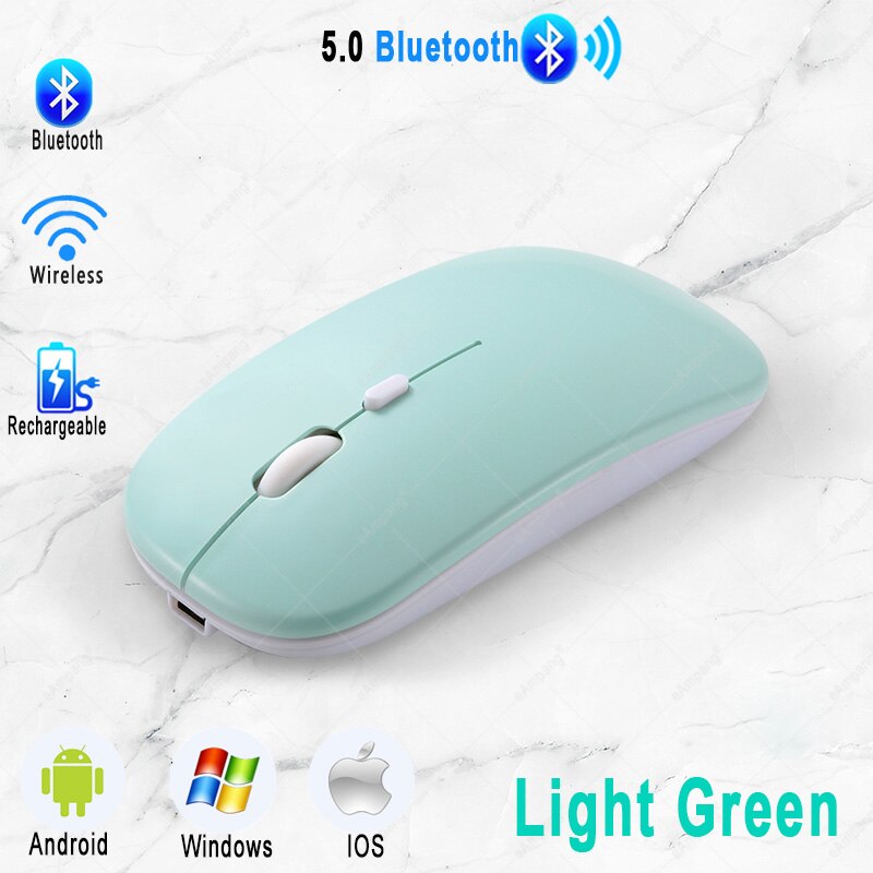 2.4G Wireless Mouse for Huawei T10 10s Matepad 10.4 Pro 10.8 Mediapad T5 M5 lite10 M6 10.8 Tablet Rechargeable Mouse: Light  Green