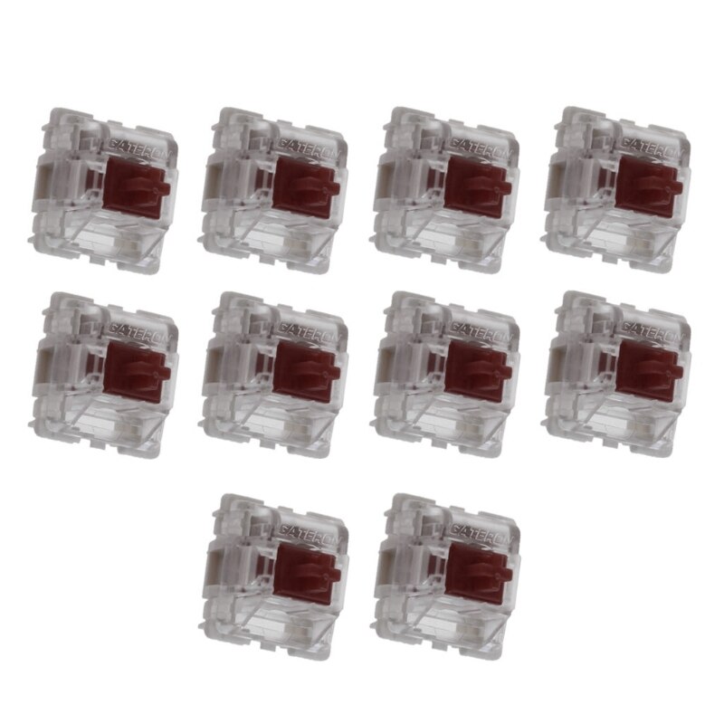 10Pcs/pack Gateron SMD Blue Switches Mechanical Keyboard 3pins Gateron MX Switches Transparent Case fit GK61 GK64 GH60: Brown