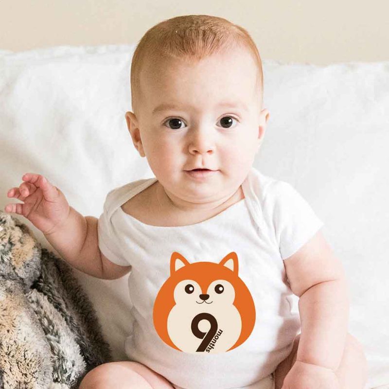 12 Pcs Animal First Year Monthly Milestone Photo Sharing Baby Belly Stickers 1-12 Months